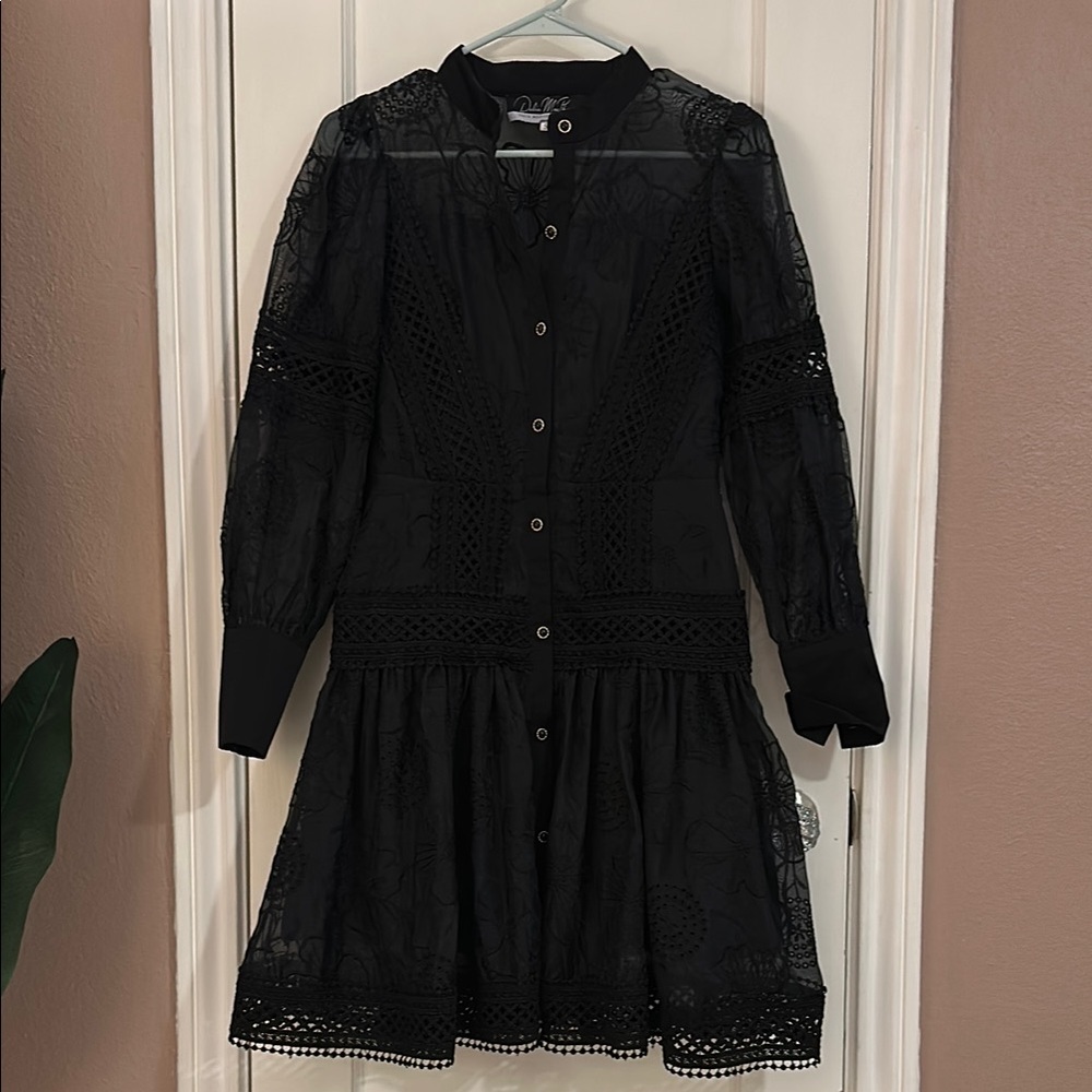 Elegant Black Lace Dress with Long Sleeves